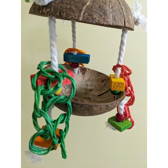 Coconut Hutch Bird Toy Medium to Large Parrot Toy, Shreddable Toy Foraging Toy - Picture 4 of 4